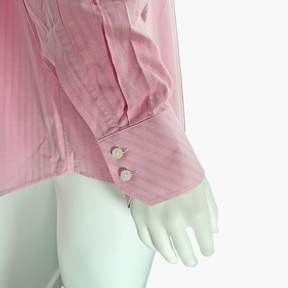 TED BAKER Long-Sleeve Striped Button-Up Dress Shirt (Salmon | Size 16-34/35) - Picture 6 of 8